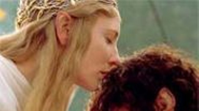 Elves in love: Cate Blanchett, as Galadriel, speaks in tongues to Elijah Wood's hobbit, Frodo Baggins.