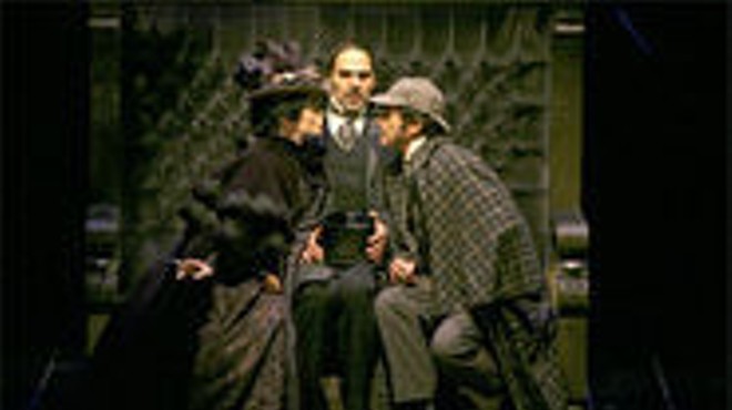 Too elementary: (left to right) Brandy Burre as Irene Adler, Howard Kaye as Doctor Watson and Joris Stuyck as Sherlock Holmes.