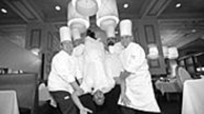 Eau my! (l to r) Cook David Lawhorn, saut&eacute; cook Kurt Glock, chef de cuisine David Gilbert, sous chef John Clover and row cook Ryan McLaughin (not pictured: pantry cook James Clark)