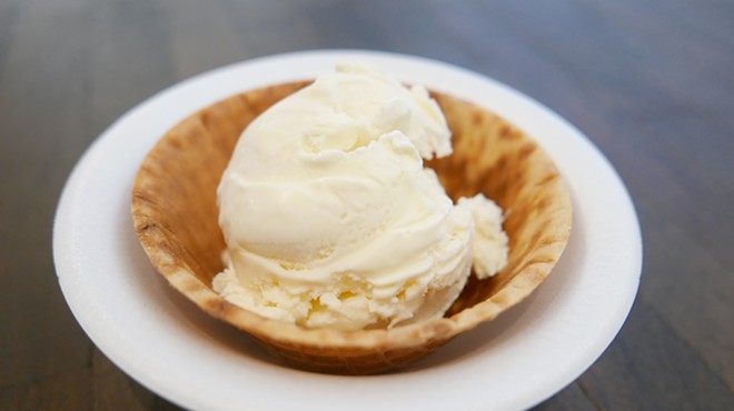 Vanilla ice cream in the waffle cup.