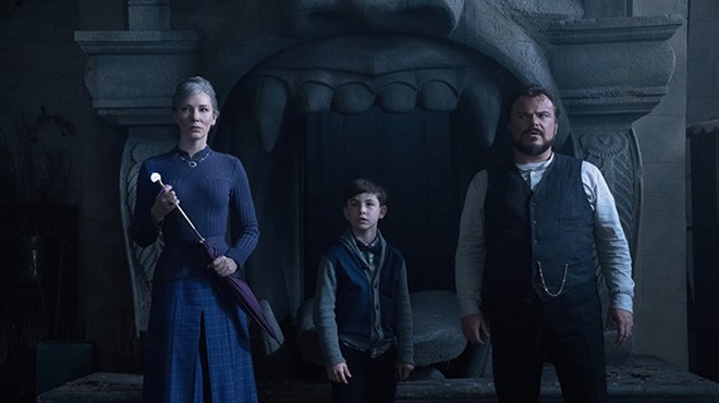 Mrs. Zimmerman (Cate Blanchett) and and Uncle Jonathan (Jack Black) guide young Lewis (Owen Vaccaro).
