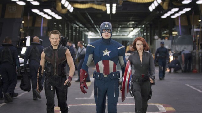 Hawkeye (Jeremy Renner), Captain America (Chris Evans) and Black Widow (Scarlett Johansson)