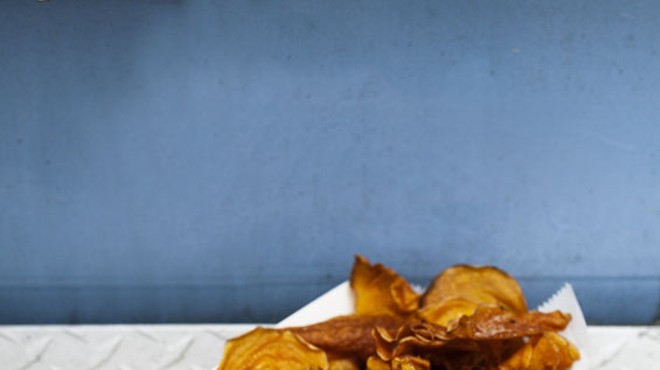 Shell's Coastal Cuisine's Cuban sandwich with sweet-potato chips.
