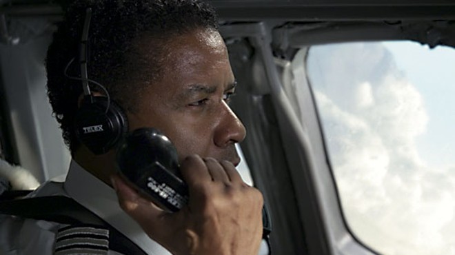 Booze is his copilot: Denzel Washington stars as a pilot in crisis in Flight.
