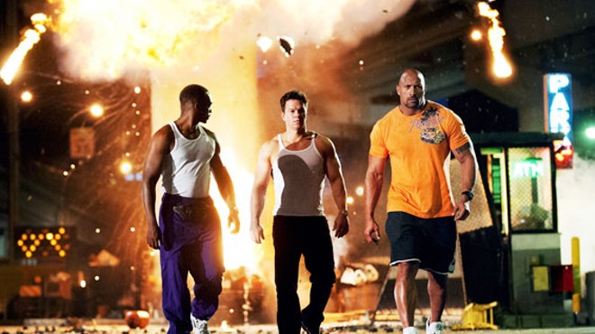 Gym dandies: Mark Wahlberg, Dwayne Johnson and Anthony Mackie.