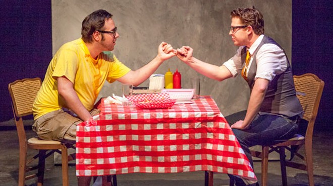 Aaron Orion Baker and Tom Lehman in Tyler Nickers' black comedy "Pinky Swear."