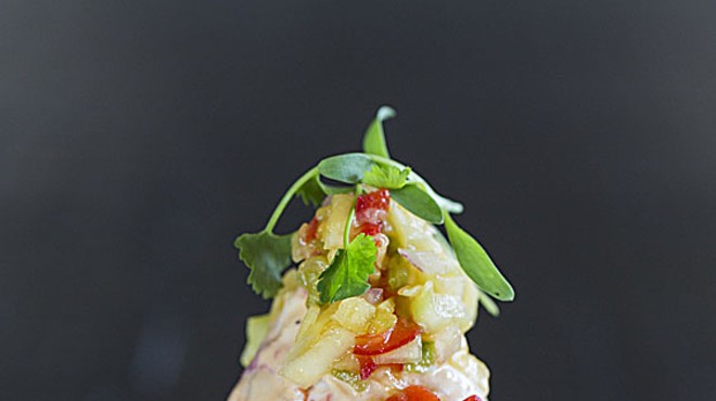 From the lunch menu, lobster avocado with mango salsa and chile beurre blanc. Slideshow: Inside Prasino in St. Charles