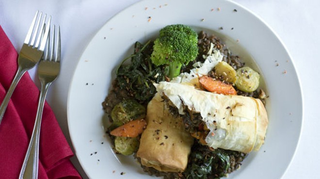 The "Vegetarian Winter Roulade," made with roasted vegetables and wild-rice phyllo roulade and lentil Dijonnaise. 
    
    
    
    See photos: Nathalie's Serves Farm Fresh Food in the Central West End