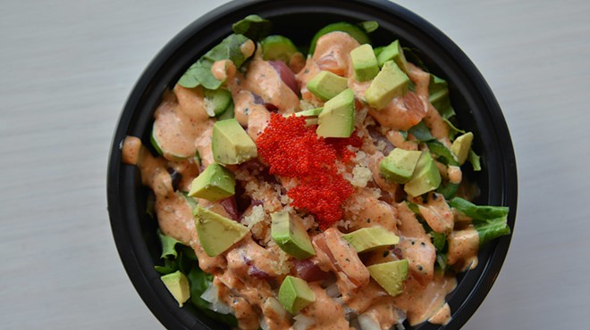 "Maui's Fury" features Scottish salmon and ahi yellowfin tuna. Fresh avocado and other greens and special sushi rice help bring the dish together.