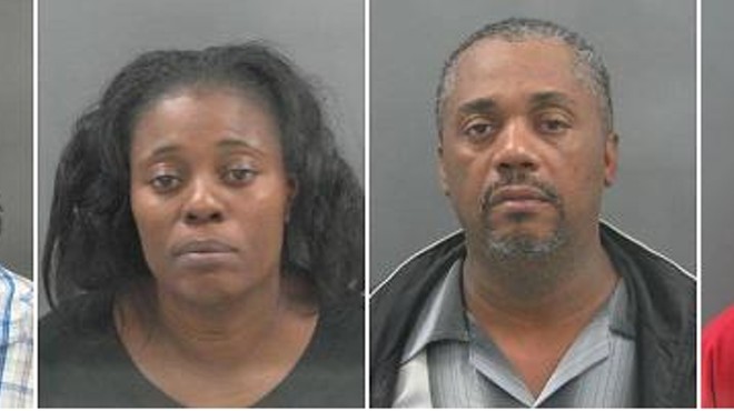 Police say the suspects were attempting to steal electric wheelchairs and a walker. They are (l to r) Casey Lowery, Janice Skiffer, Carl Brown and Willene Watson.