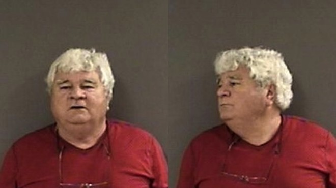 Jerry Vinson is accused of hitting a cyclist with his truck after threatening to hit a group of them with a pole.