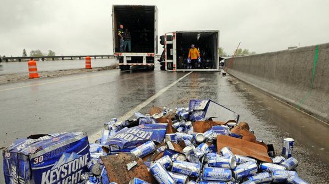 Not, alas, the actual alcohol accidentally dumped on Interstate 255 -- but don't we wish it were!