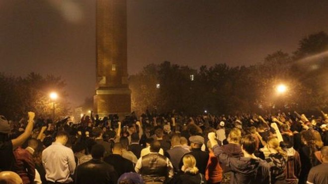 Hundreds of students and protesters gathered around the Saint Louis University clock tower in October, and organizers demanded an end to "white supremacy."