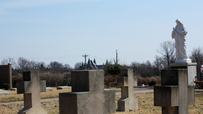 Incarnate Word Cemetery with St. Vincent's in the distance.