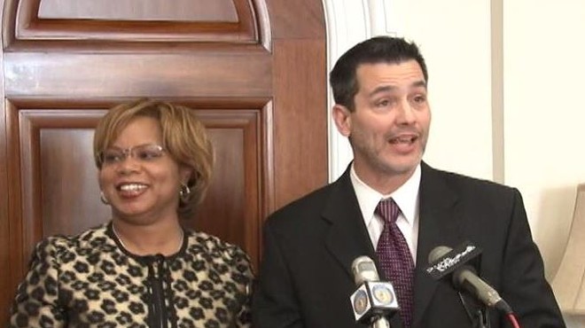 State Senators Jamilah Nasheed and Brian Nieves during Wednesday's press conference..