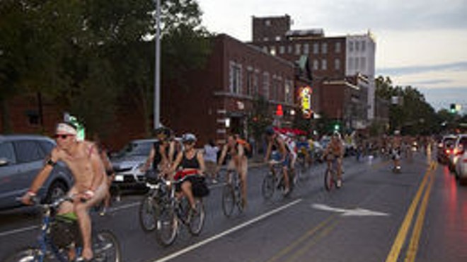 World Naked Bike Ride started at Grand St. on Saturday night.
