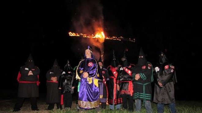 Frank Ancona (center), the Imperial Wizard of Missouri-based Traditionalist American Knights of the Ku Klux Klan.