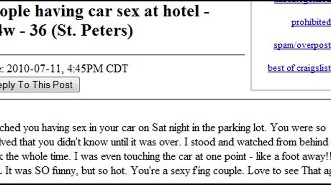 Sexy Couple Has Sex in Parking Lot, Stranger Watches: Another Week in Missed Connections