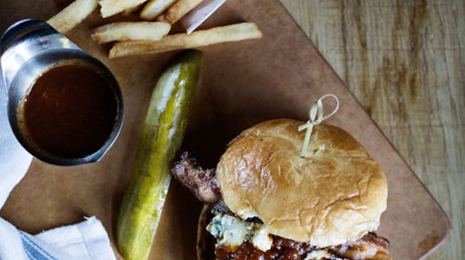The barbecue bison burger with blue cheese and bacon on a brioche bun. | Jennifer Silverberg
