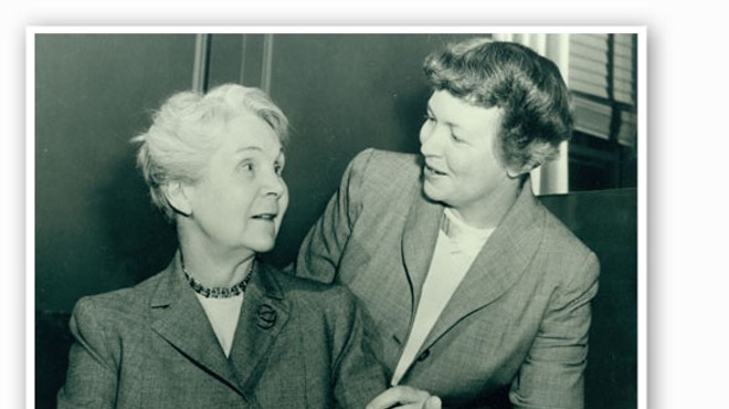 &nbsp;&nbsp;&nbsp;&nbsp;&nbsp;&nbsp;&nbsp;Irma Rombauer, left, and her daughter Marion Rombauer Becker. | Missouri History Museum
