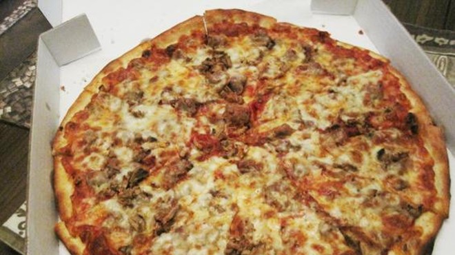 Pizza with pepperoni, sausage and mushroom at Pizza-a-Go-Go