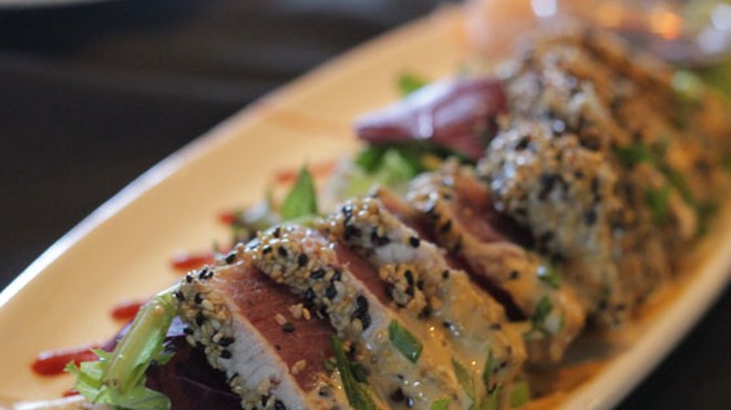 Ahi tuna sashimi with wasabi, pickled ginger and Sriracha. | Nancy Stiles