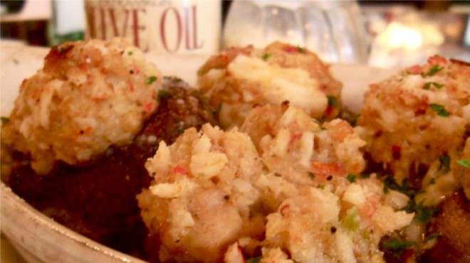 Seafood-stuffed mushrooms, made fresh each day at Zia's.