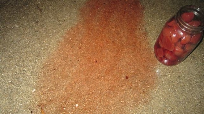 Beet pickle brine, applied to uniced concrete on January 31 at 9 p.m.