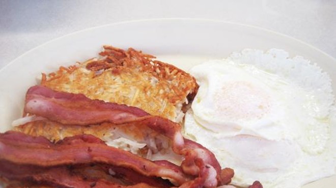 Two eggs over-easy with bacon and hash browns at the Courtesy Diner
