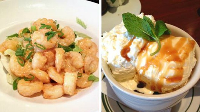 The "Ying-Yang Shrimp" (left) at BlackFinn American Grille: A continent, distilled?