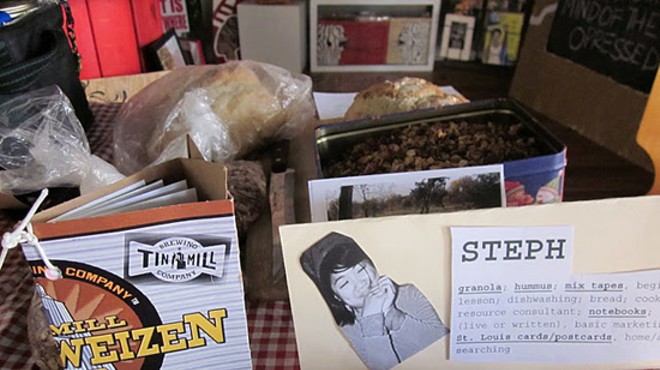 A table of offerings from a previous Barter Fest.