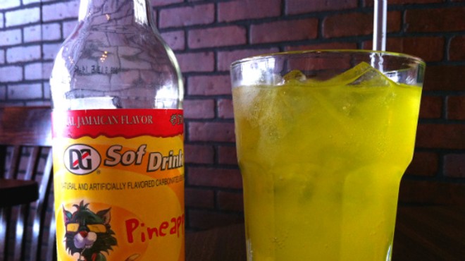 Pineapple-flavored Jamaican soda at De Palm Tree.