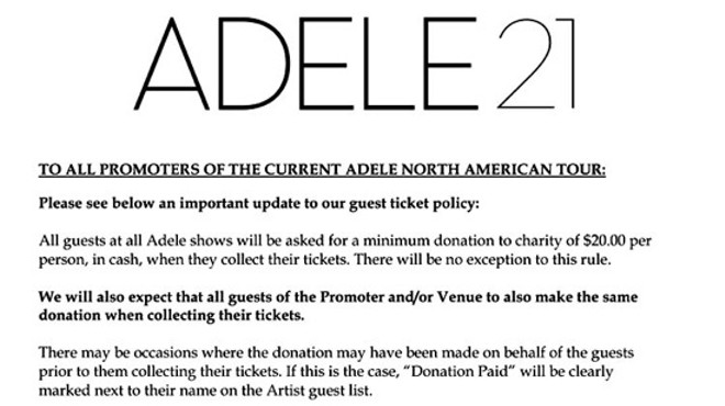 Adele's Tour Rider: Mandatory Charity and Absolutely No North American Beer