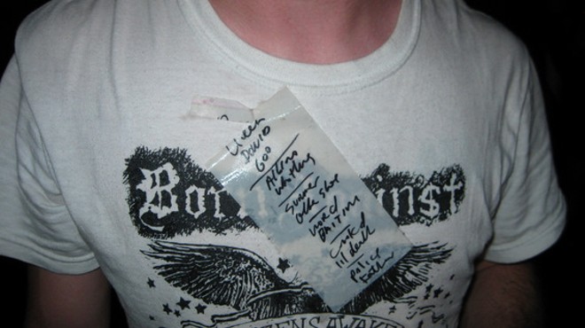 Setlist, courtesy of this guy's chest.