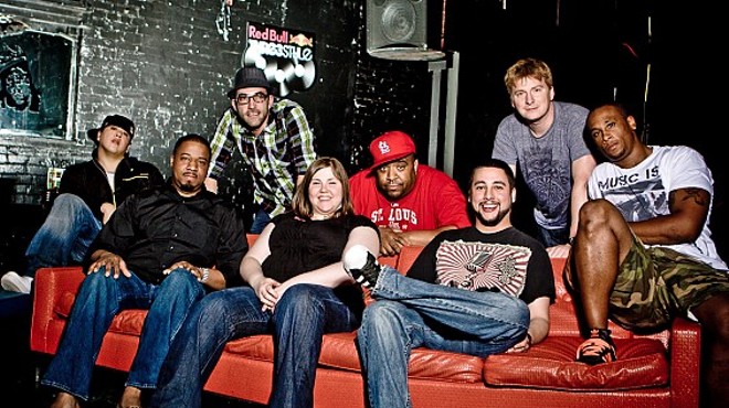 From left to right, Red Bull Thre3style contenders and host: Costik, DJ Uptown, DeadasDisco, Charlie Chan Soprano, DJ Mahf, A-Flex, and DJ Kue.