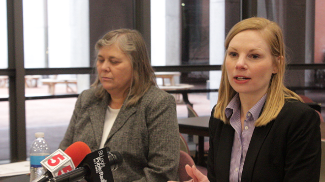 Auditor Nicole Galloway, right, is the only woman holding statewide office in Missouri.