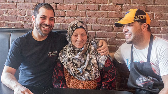 Owner Ibrahim Ead (left) and manager Arafat Ead (right) with their grandmother.