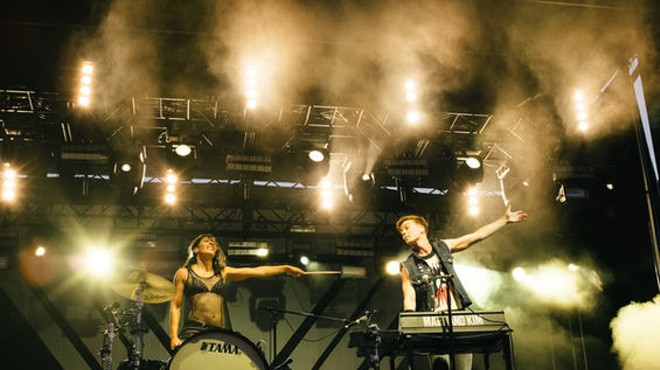Matt and Kim performing at the 2014 LouFest.