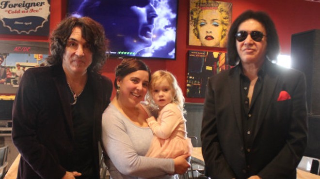 Paul Stanley and Gene Simmons were good sports at the grand opening of Rock & Brews.