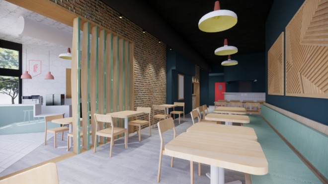A rendering of Little Fox's dining room as designed by SPACE Architecture + Design.