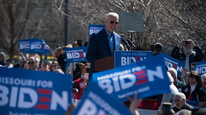 Former Vice President Joe Biden at his rally on Saturday in St. Louis.