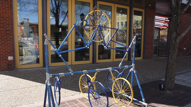 A BoomerRacks bike rack in front of the Regional Arts Commission.