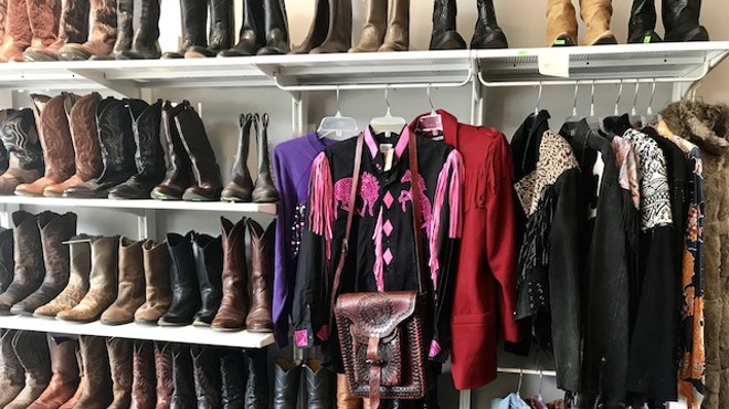 Cowboy boots on display at Found by the Pound. The shop opens April 22.
