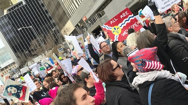 A February protest at the office of Senator Roy Blunt organized by Indivisible St. Louis drew big numbers to Clayton.