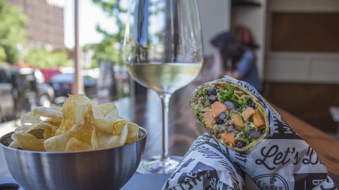 Handcrafted by Bissinger's quinoa wrap comes with a side of chips or fruit.