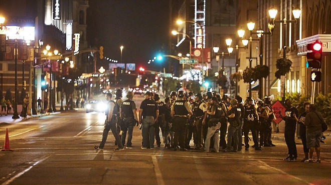 Police mass downtown on Sunday, September 17.