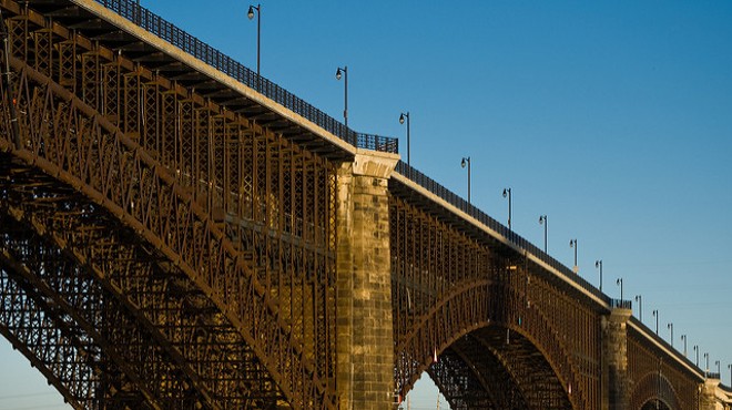 The Eads Bridge spans the Mississippi River near St. Louis.