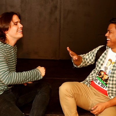 From left ,Jayde Mitchell (Jeremy) and Kevin Corpuz (Michael), in New Line Theatre's Be More Chill, 2019