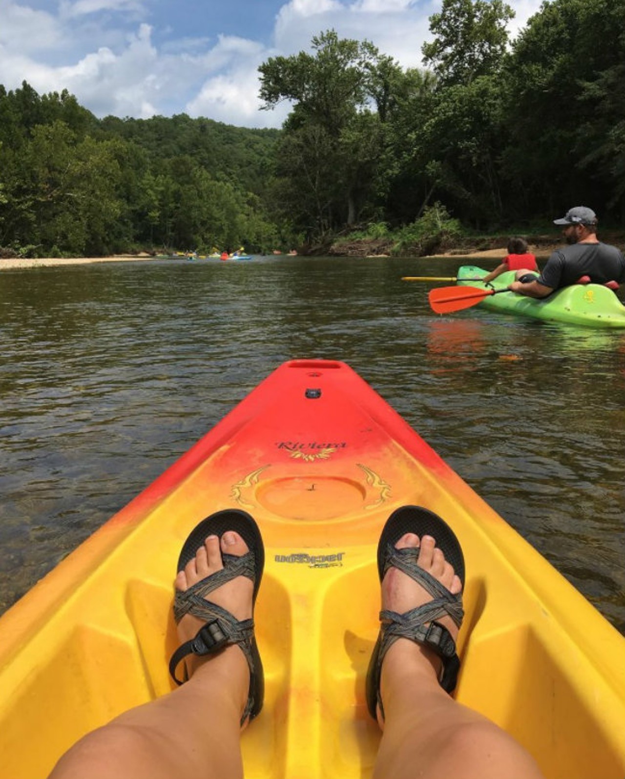 The Jacks Fork River will supply about 46 miles of water for your canoeing pleasure. Some previous canoeing experience is best: Harvey's Alley Spring Canoe Rental, one of your rental options at Jacks Fork, recommends that you have ?a more advanced degree of canoeing skill to venture along this narrow stream. Photo courtesy of Instagram / maddiegage96.
