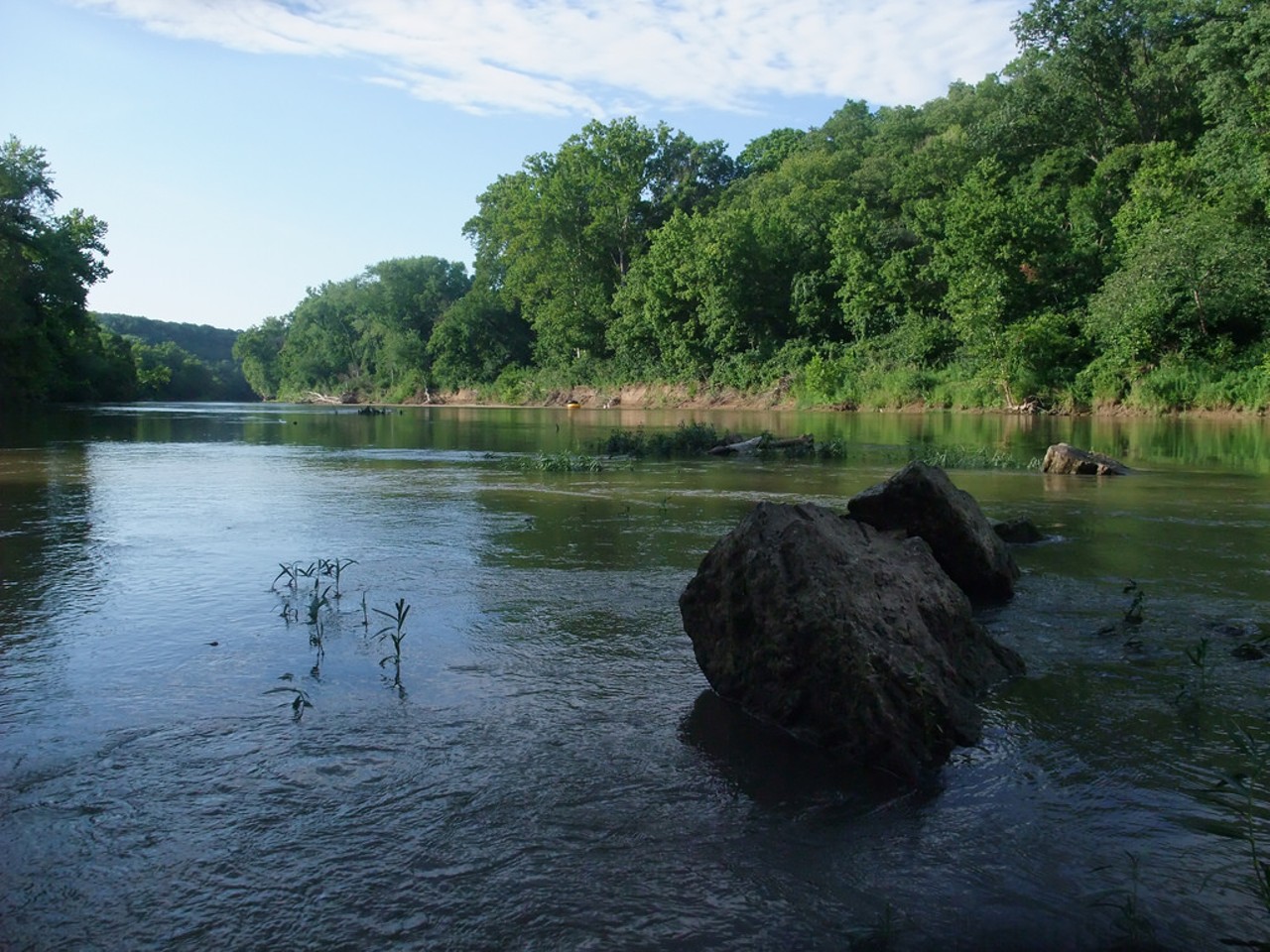 Meramec State Park
670 Fisher Cave Drive 
Sullivan, MO 63080
(573) 468-6072
Estimated drive time: 1 hour, 17 minutes. Directions here.
If a float trip is calling your name, Meramec River State Park just might be your place. The Meramec River is great for many water activities, including fishing, boating, swimming and rafting. If you want to extend your trip, Meramec River State Park also boasts a campground, cabins and a hotel.